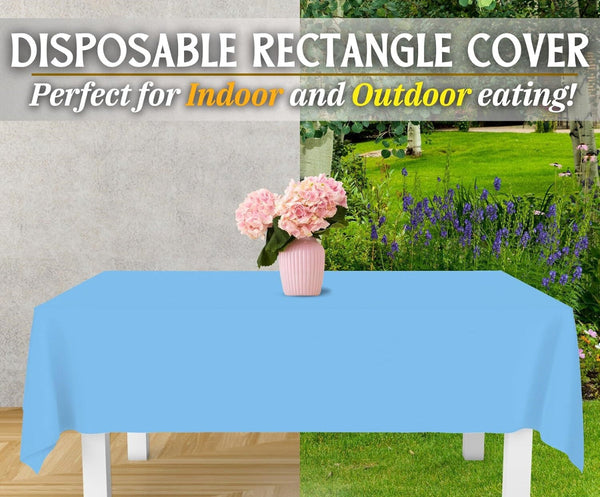 Table Cloth Cover Reusable & Washable Xmas Party 137Cm 274Cm (54"X108") In Sky Blue Table Cloths