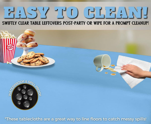 Table Cloth Cover Reusable & Washable Xmas Party 137Cm 274Cm (54"X108") In Sky Blue Table Cloths