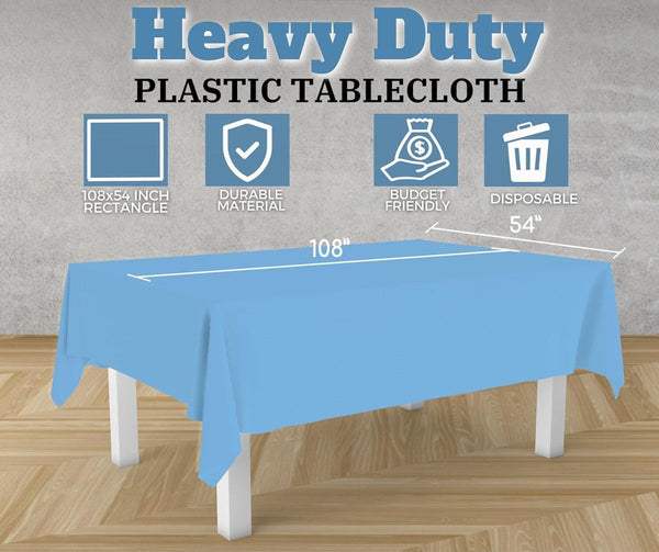 Table Cloth Cover Reusable & Washable Xmas Party 137Cm 274Cm (54"X108") In Sky Blue Table Cloths