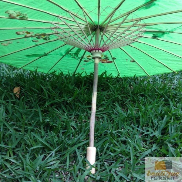 Br Costumes Parasol Umbrella Chinese Japanese Bamboo Flower Pattern Fabric 80Cm Diameter Light Green Umbrellas