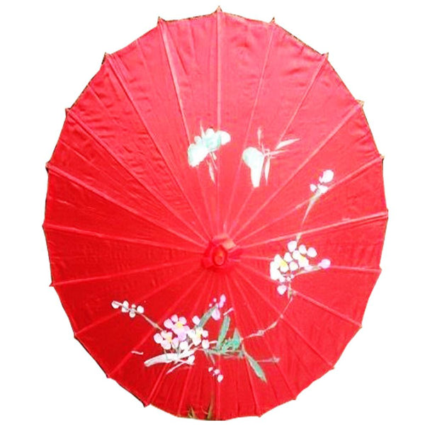 Br Costumes Parasol Umbrella Chinese Japanese Bamboo Flower Pattern Fabric 80Cm Diameter Red Umbrellas