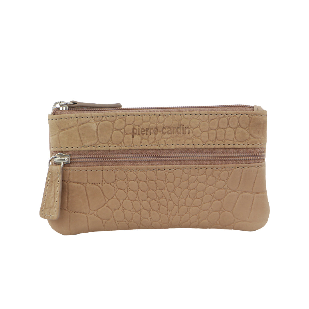 Ladies Womens Genuine Leather Rfid Coin Purse Wallet Taupe Croc Wallets