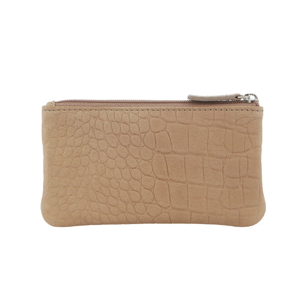 Ladies Womens Genuine Leather Rfid Coin Purse Wallet Taupe Croc Wallets