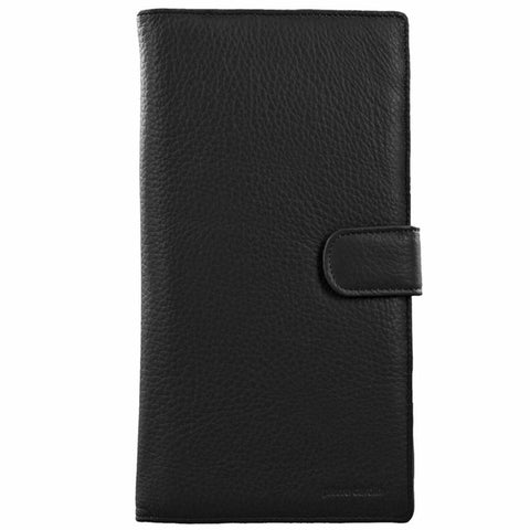 Pierre Cardin Leather Passport Holder Travel Wallet W/ Rfid Protection Black Wallets