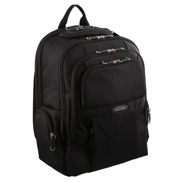 Pierre Cardin 30L Large Padded Backpack Bag W Laptop Sleeve Travel Luggage Black Backpacks
