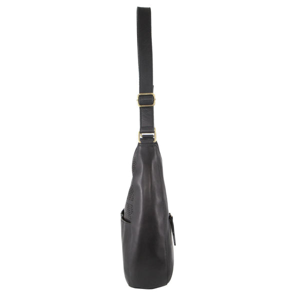 Pierre Cardin Womens Italian Leather Bag Perforated Cross Body Travel Black Women's Bags & Handbags