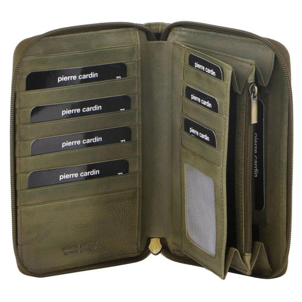 Pierre Cardin Perforated Leather Ladies Zip Around Wallet Wallets