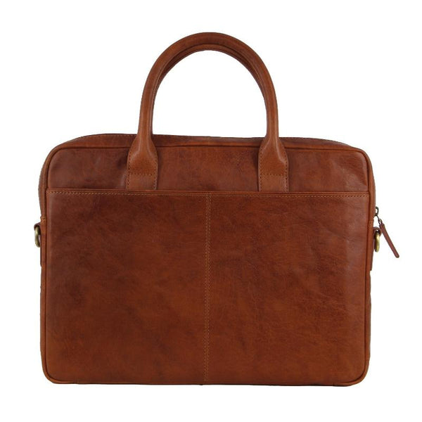 Pierre Cardin Leather Multi Handle Computer Laptop Bag Tan Laptop Cases & Bags