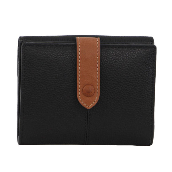 Pierre Cardin Womens Leather Bi Fold Tab Wallet Ladies Black Wallets