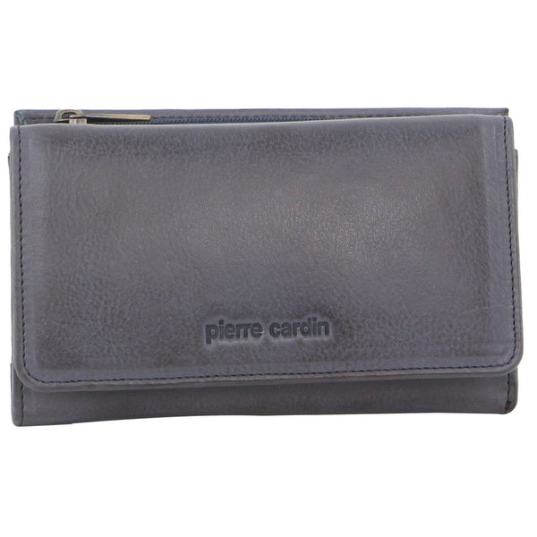 Pierre Cardin Womens Soft Italian Leather Rfid Purse Wallet Rustic Teal Wallets
