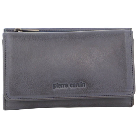 Pierre Cardin Womens Soft Italian Leather Rfid Purse Wallet Rustic Teal Wallets