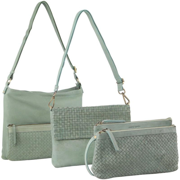 Pierre Cardin 3 Piece Setapierre Womens Woven Cross Body Bag Mint Green Women's Bags & Handbags