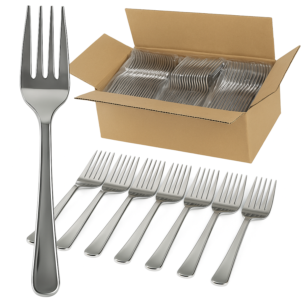 1200X Reusable Plastic Cutlery Bulk Bpa Free Extra Strong Gloss Silver Forks