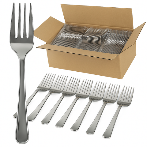 1200X Reusable Plastic Cutlery Bulk Bpa Free Extra Strong Gloss Silver Forks