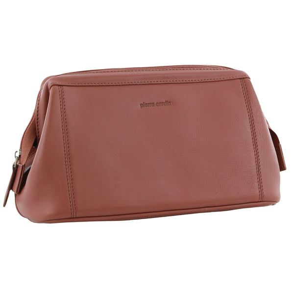 Pierre Cardin Mens Rustic Leather Toiletry Case Bag Travel Casia Rose Bags Skins & Travel Cases