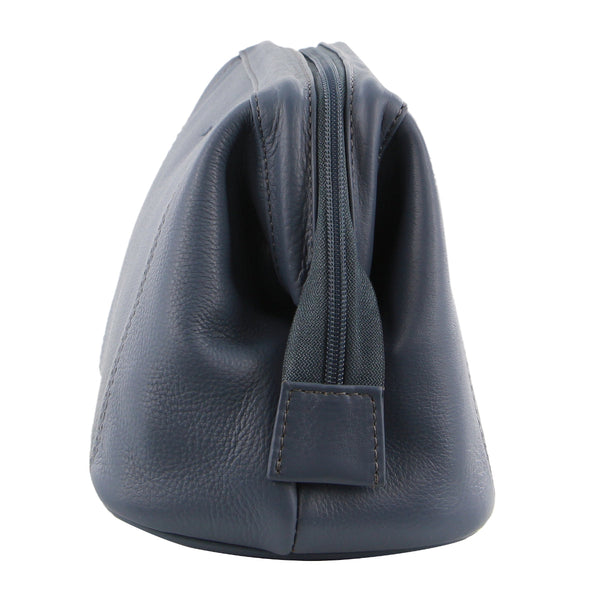 Pierre Cardin Mens Rustic Leather Toiletry Case Bag Travel Teal Bags