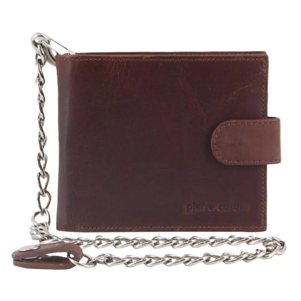 Pierre Cardin Zip Around Mens Leather Wallet With Chain In Chestnut Wallets