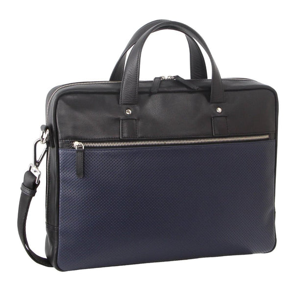 Pierre Cardin Mens Pebbled Leather Computer Laptop Bag Travel Overnight Black Laptop Cases & Bags