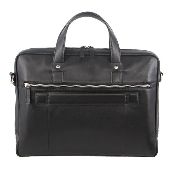 Pierre Cardin Mens Pebbled Leather Computer Laptop Bag Travel Overnight Black Laptop Cases & Bags