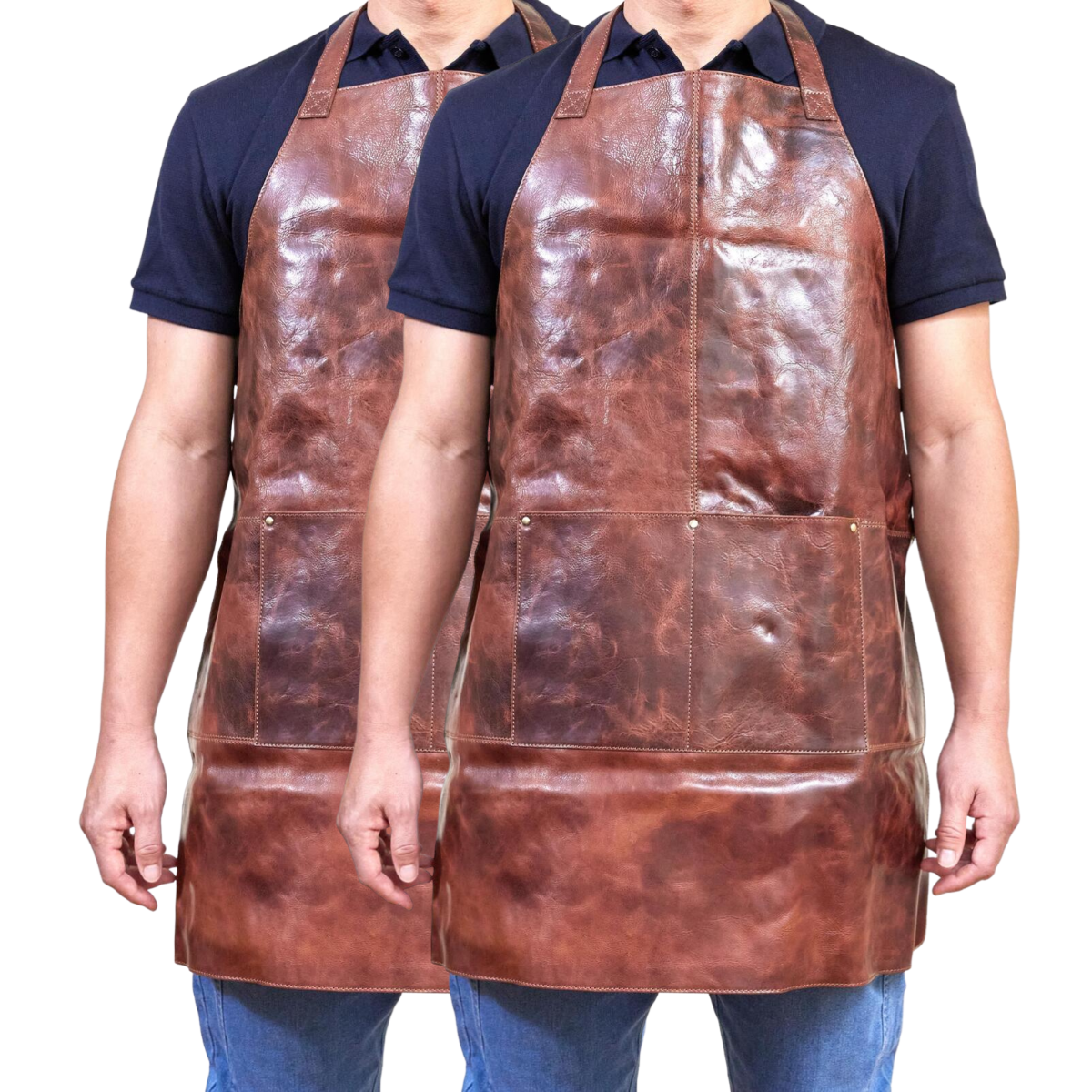 Pierre Cardin 2X Professional Leather Apron Butcher Woodwork Barber Cognac Aprons