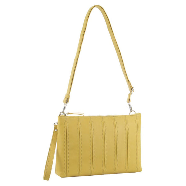 Pierre Cardin Womens Crossbody/Clutch Leather Bag In Yellow Women's Bags & Handbags