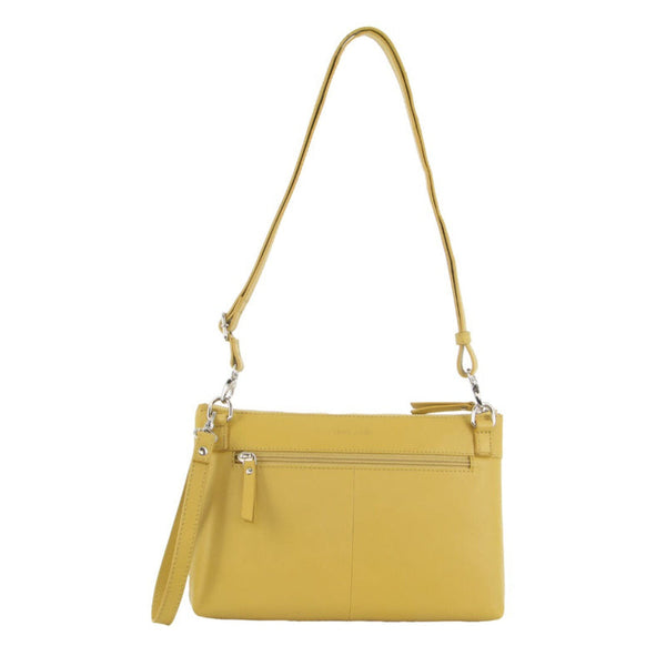 Pierre Cardin Womens Crossbody/Clutch Leather Bag In Yellow Women's Bags & Handbags