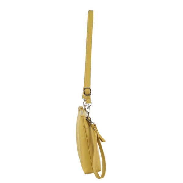 Pierre Cardin Womens Crossbody/Clutch Leather Bag In Yellow Women's Bags & Handbags