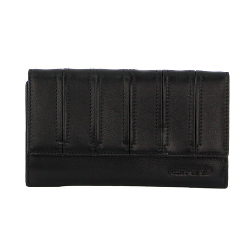 Pierre Cardin Womens Leather Tri Fold Wallet Rfid In Black Wallets