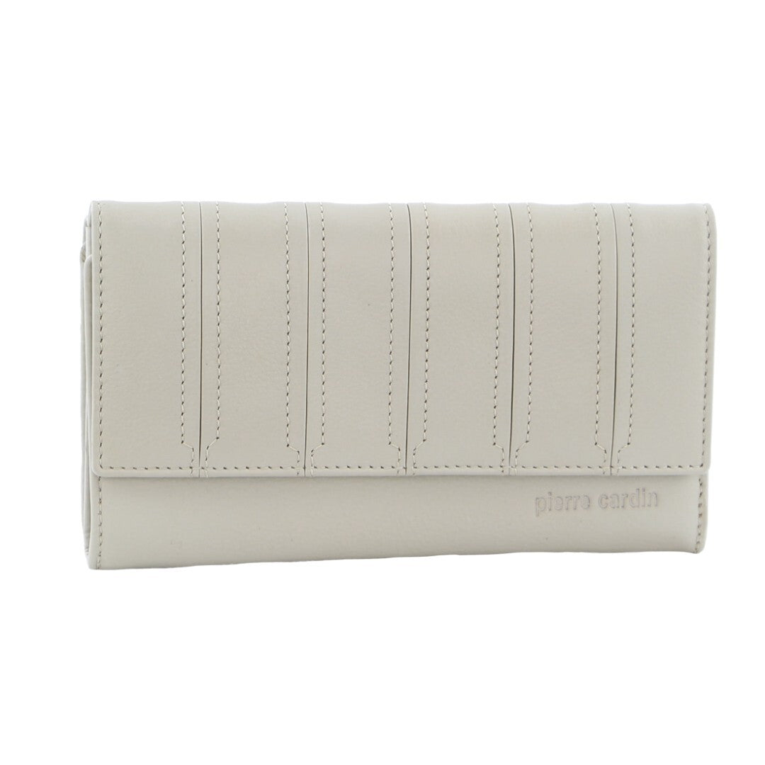 Pierre Cardin Womens Leather Tri Fold Wallet Rfid In Bone Wallets