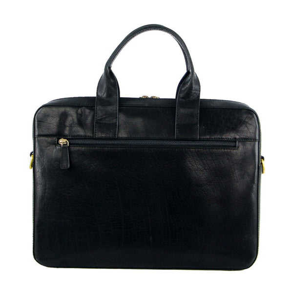 Pierre Cardin Mens Italian Leather Computer Bag Black Laptop Cases & Bags