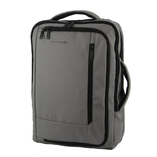 Pierre Cardin Backpack 15" Laptop Bag Briefcase Built In Usb Port Travel Grey Laptop Cases & Bags