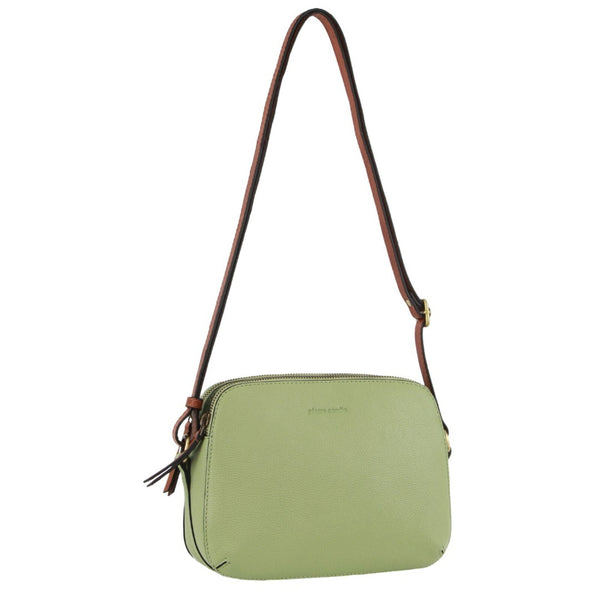 Pierre Cardin Leather Cross Body Bag Dual Zip Strap Shoulder Clutch In Jade Women's Bags & Handbags