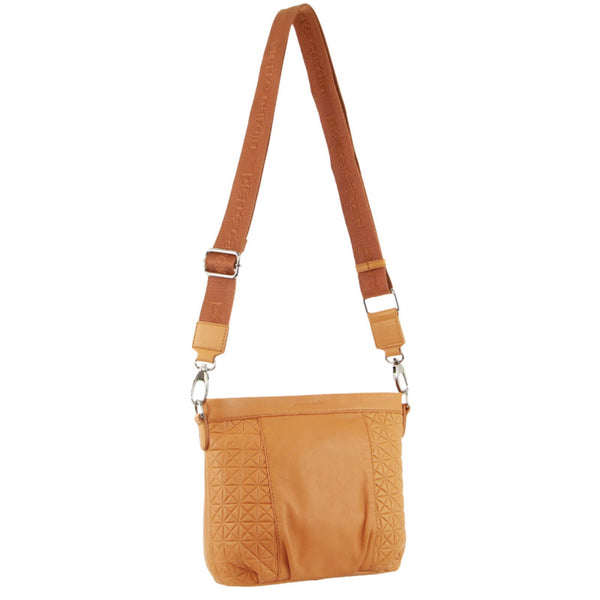 Pierre Cardin Leather Crossbody Bag W/ Shoulder Strap In Apricot Women's Bags & Handbags