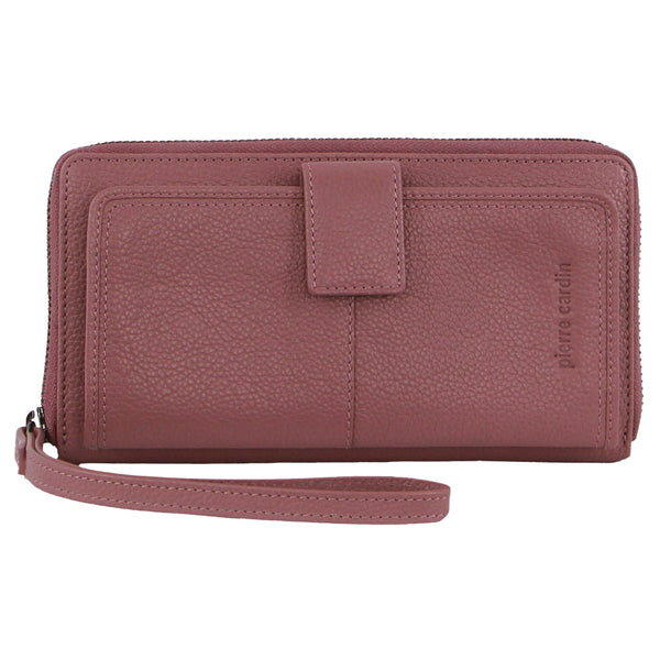 Pierre Cardin Womens Leather Zip Around Wallet Rfid Blocking W/ Wristlet Wallets