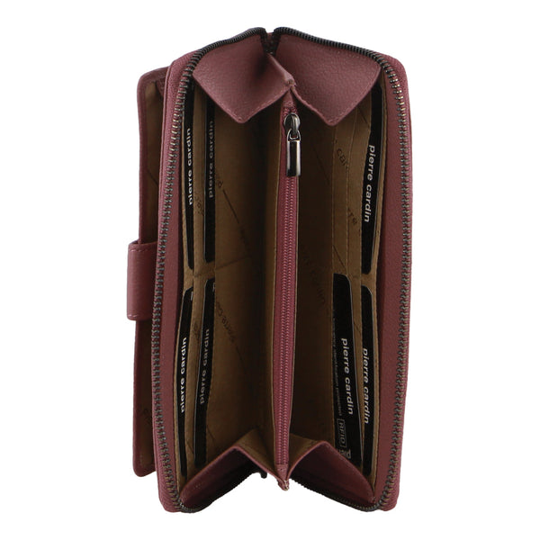 Pierre Cardin Womens Leather Zip Around Wallet Rfid Blocking W/ Wristlet Wallets