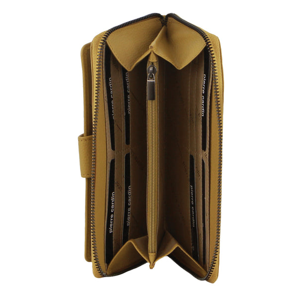 Pierre Cardin Womens Leather Zip Around Wallet Rfid Blocking W/ Wristlet Wallets