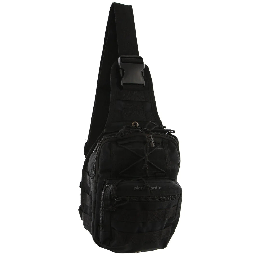 Pierre Cardin Cross Body Tactical Sling Bag Rucksack Army Style In Black Bags
