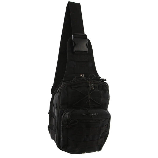 Pierre Cardin Cross Body Tactical Sling Bag Rucksack Army Style In Black Bags