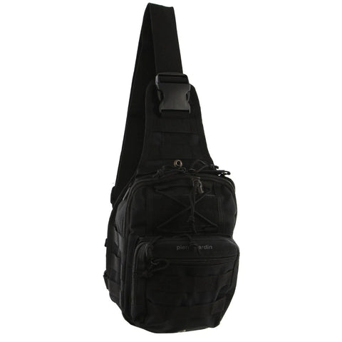 Pierre Cardin Cross Body Tactical Sling Bag Rucksack Army Style In Black Bags