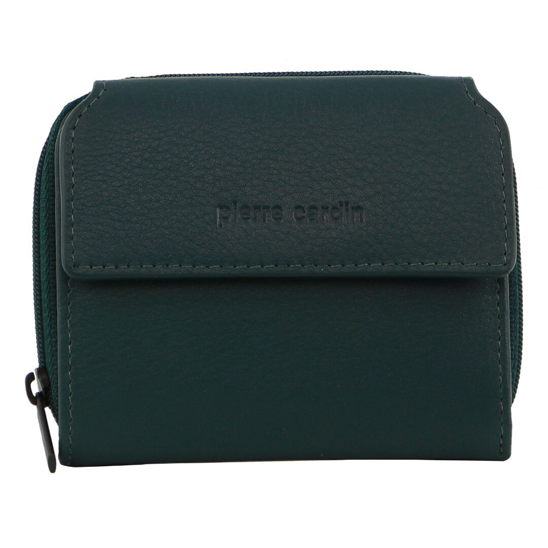 Pierre Cardin Leather Ladies Tri Fold Tab Zip Around Wallet Zirkon Wallets