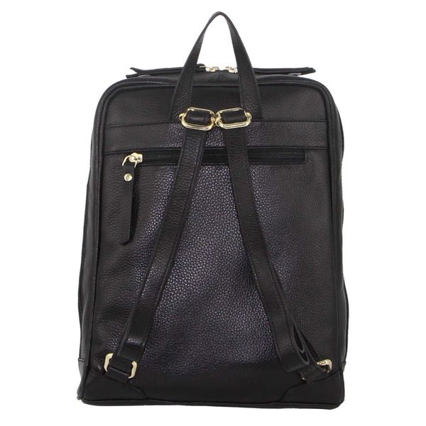 Pierre Cardin Rustic Womens Leather Backpack Bag Handbag Pack Travel Black Women Backpacks