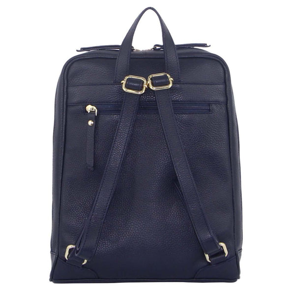Pierre Cardin Rustic Womens Leather Backpack Bag Handbag Pack Travel Navy Women Backpacks
