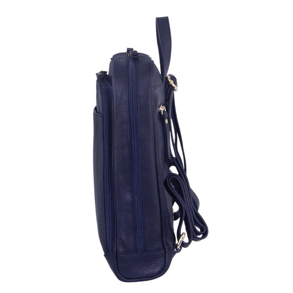 Pierre Cardin Rustic Womens Leather Backpack Bag Handbag Pack Travel Navy Women Backpacks