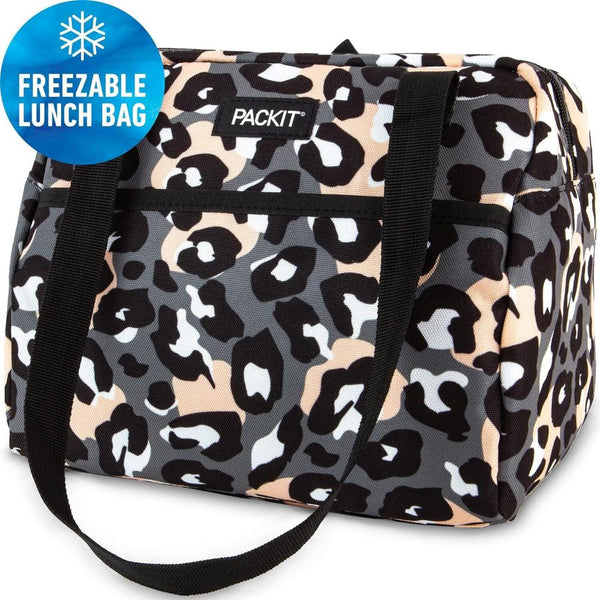Packit Freezable Ice Lunch Bag Tote Food Storage Camping Travel Tiger Wild Leopard Lunchboxes