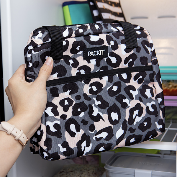 Packit Freezable Ice Lunch Bag Tote Food Storage Camping Travel Tiger Wild Leopard Lunchboxes