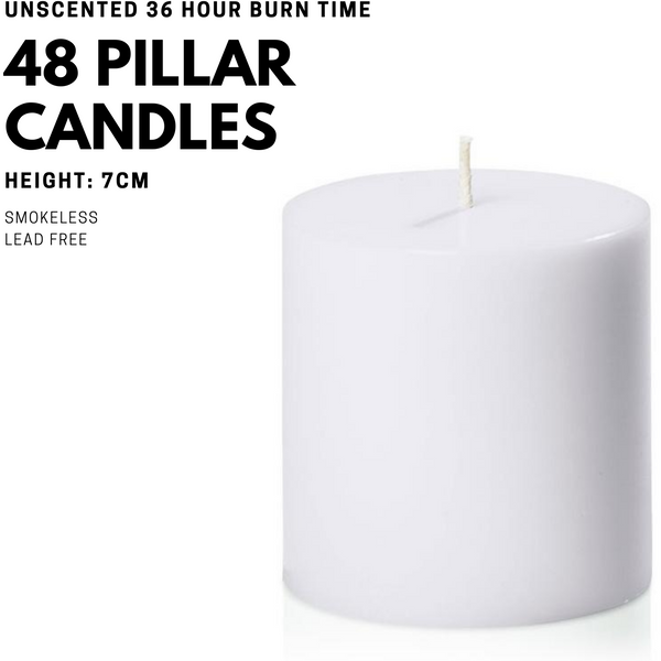 Br Home 8X Premium White Church Pillar Unscented Lead Free 36Hrs Burn Time 7X7cm Candles