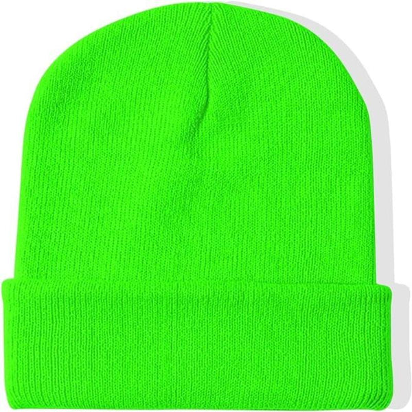 Br Apparel Plain Beanie Unisex Mens Womens Winter Warm Hat Ski Cap Knit Fluro Green Hats & Headwear