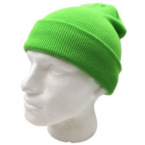 Br Apparel Plain Beanie Unisex Mens Womens Winter Warm Hat Ski Cap Knit Fluro Green Hats & Headwear