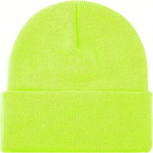 Br Apparel Plain Beanie Unisex Mens Womens Winter Warm Hat Ski Cap Knit Fluro Yellow Hats & Headwear