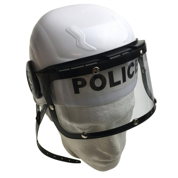 Br Costumes Police Hat Plastic Helmet Cap Party With Strap Clear Visor White Hats